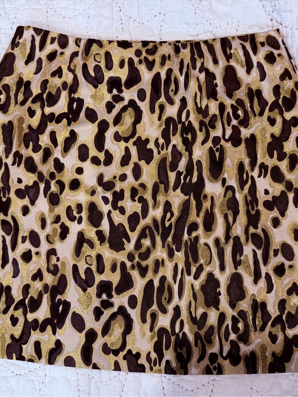 Nine West Leopard Print Mini Skirt in Brown and Gold